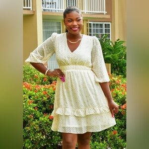 NWT Maison Tara Women's 8 3/4 Sleeve Foil Clip Dot Chiffon Fit and Flare Dress